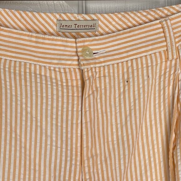 Men’s Shorts Size 38 Cotton Orange Pleated James Tattersall - Picture 3 of 16